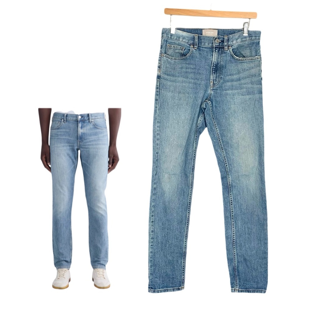 Everlane Men's Organic Cotton Slim-Fit Jeans in the Faded Sky Blue Wash 30 x 32